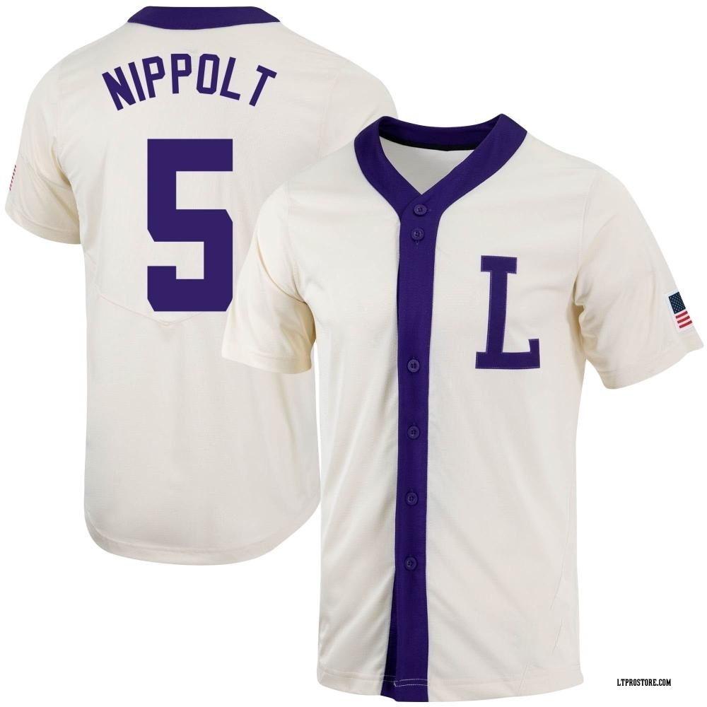 Men's Ben Nippolt LSU Tigers Replica Natural Full-Button Baseball Jersey