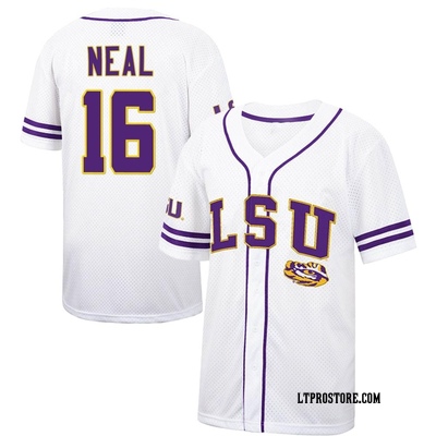 Men's Brady Neal LSU Tigers Replica Colosseum Free Spirited Baseball Jersey - White/Purple