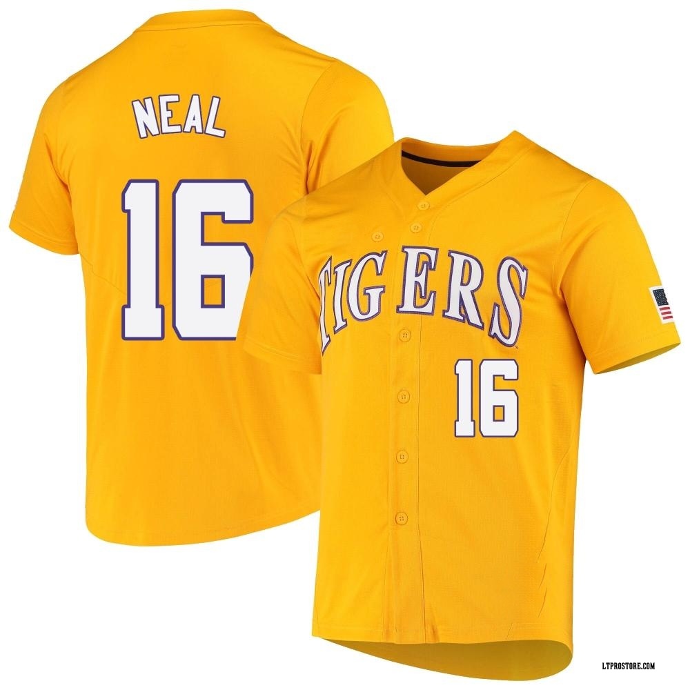 Men's Brady Neal LSU Tigers Replica Full-Button Baseball Jersey - Yellow