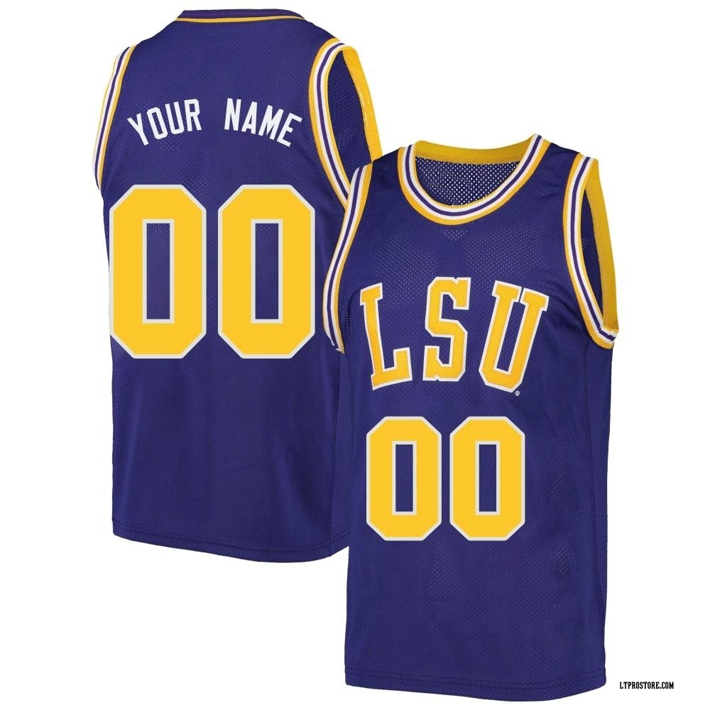 Men's Custom LSU Tigers Replica Original Retro Brand Performance Basketball Jersey - Purple