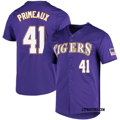 Men's DJ Primeaux LSU Tigers Replica Vapor Untouchable Full-Button Baseball Jersey - Purple