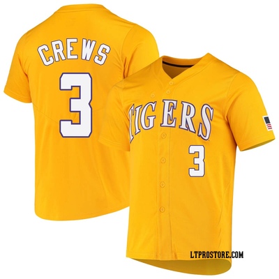 Men's Dylan Crews LSU Tigers Replica Full-Button Baseball Jersey - Yellow