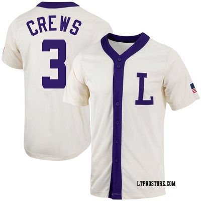 Men's Dylan Crews LSU Tigers Replica Natural Full-Button Baseball Jersey