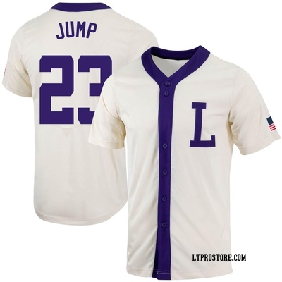Men's Gage Jump LSU Tigers Replica Natural Full-Button Baseball Jersey