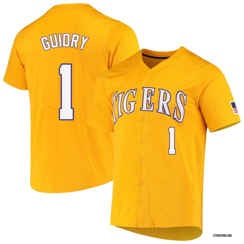 Men's Gavin Guidry LSU Tigers Replica Full-Button Baseball Jersey - Yellow