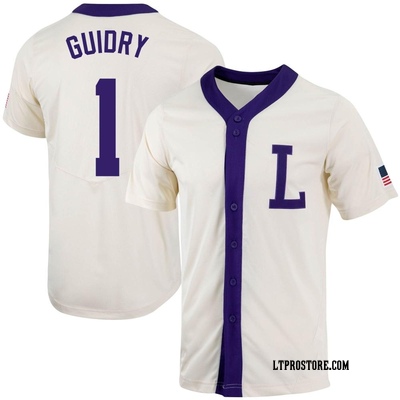Men's Gavin Guidry LSU Tigers Replica Natural Full-Button Baseball Jersey