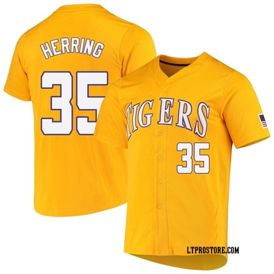 Men's Griffin Herring LSU Tigers Replica Full-Button Baseball Jersey - Yellow