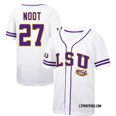Men's Jaden Noot LSU Tigers Replica Colosseum Free Spirited Baseball Jersey - White/Purple