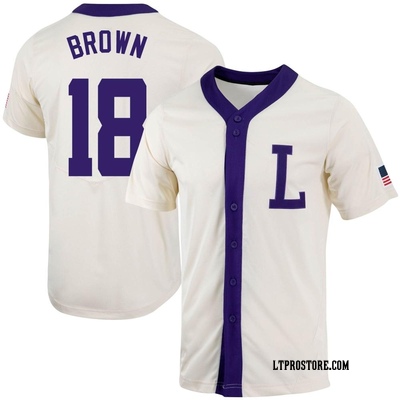Men's Jake Brown LSU Tigers Replica Natural Full-Button Baseball Jersey - Brown