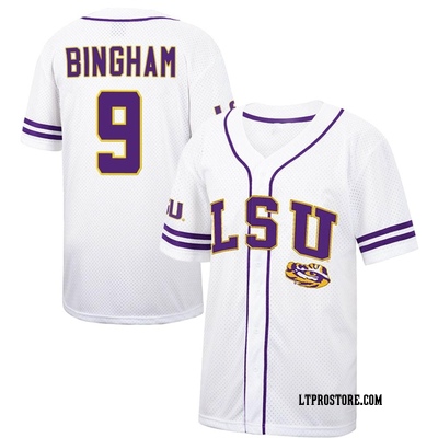Men's Mac Bingham LSU Tigers Replica Colosseum Free Spirited Baseball Jersey - White/Purple
