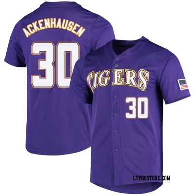 Men's Nate Ackenhausen LSU Tigers Replica Vapor Untouchable Full-Button Baseball Jersey - Purple