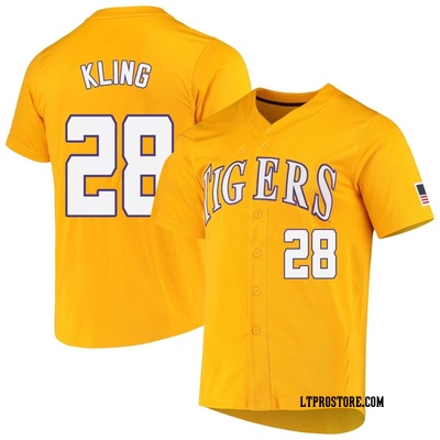 Men's Paxton Kling LSU Tigers Replica Full-Button Baseball Jersey - Yellow
