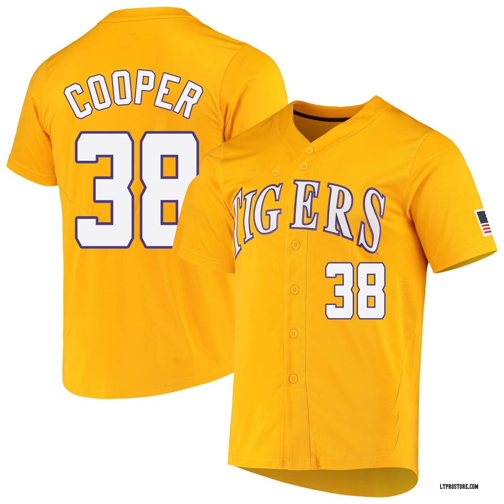 Men's Riley Cooper LSU Tigers Replica Full-Button Baseball Jersey - Yellow