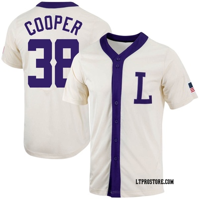 Men's Riley Cooper LSU Tigers Replica Natural Full-Button Baseball Jersey