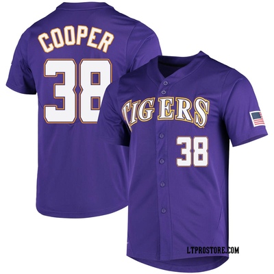 Men's Riley Cooper LSU Tigers Replica Vapor Untouchable Full-Button Baseball Jersey - Purple