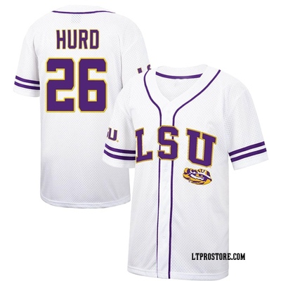 Men's Thatcher Hurd LSU Tigers Replica Colosseum Free Spirited Baseball Jersey - White/Purple