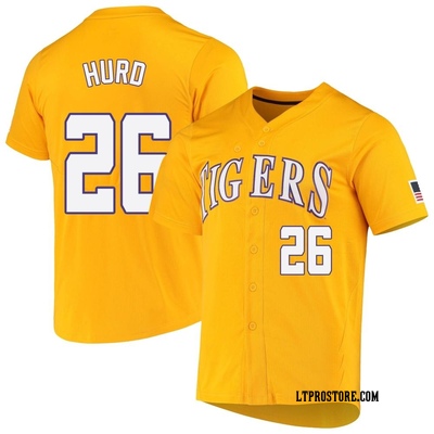 Men's Thatcher Hurd LSU Tigers Replica Full-Button Baseball Jersey - Yellow