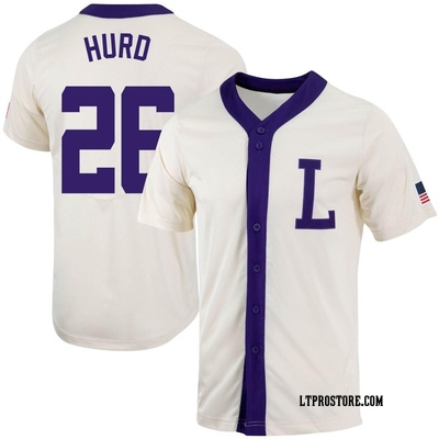 Men's Thatcher Hurd LSU Tigers Replica Natural Full-Button Baseball Jersey