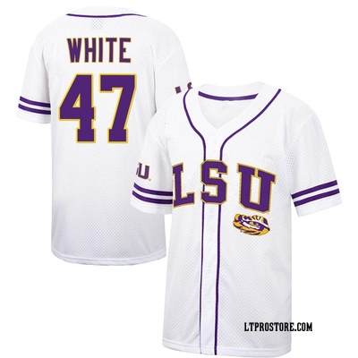 Men's Tommy White LSU Tigers Replica Colosseum Free Spirited Baseball Jersey - White/Purple