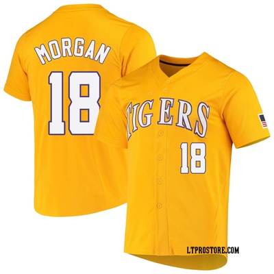 Men's Tre' Morgan LSU Tigers Replica Full-Button Baseball Jersey - Yellow