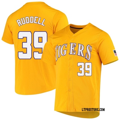 Men's Zeb Ruddell LSU Tigers Replica Full-Button Baseball Jersey - Yellow