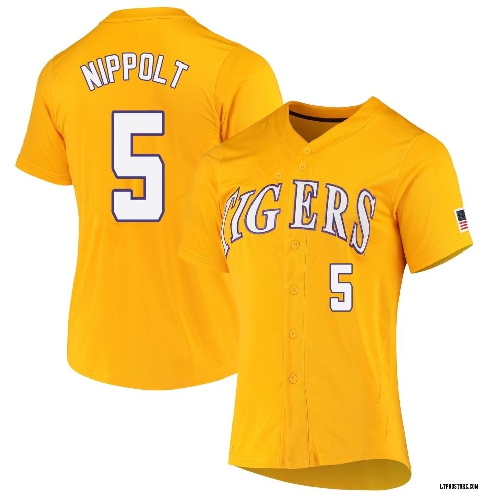 Women's Ben Nippolt LSU Tigers Replica Full-Button Baseball Jersey - Yellow