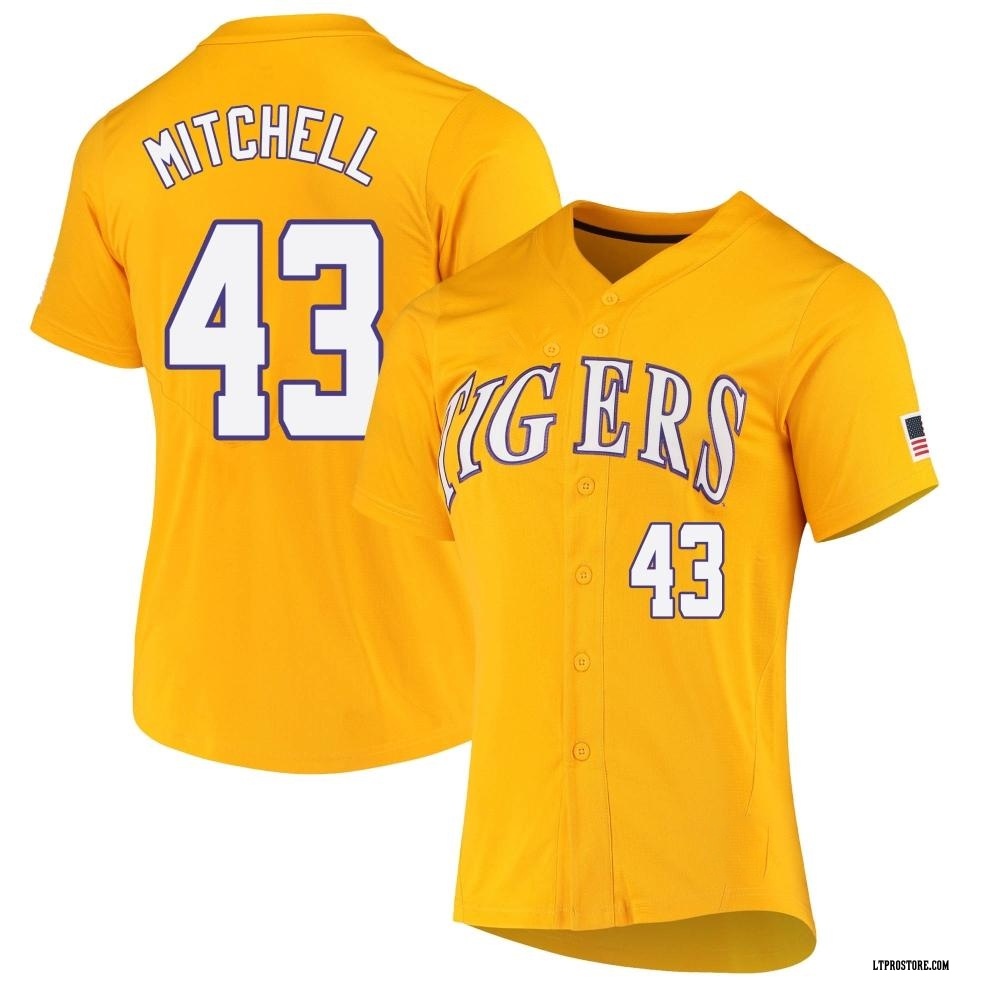 Women's Derrick Mitchell LSU Tigers Replica Full-Button Baseball Jersey - Yellow