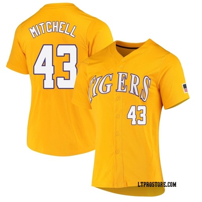 Women's Derrick Mitchell LSU Tigers Replica Full-Button Baseball Jersey - Yellow