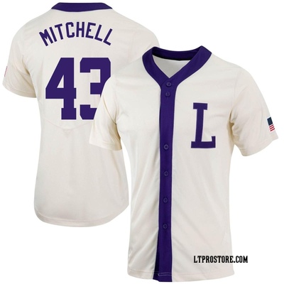 Women's Derrick Mitchell LSU Tigers Replica Natural Full-Button Baseball Jersey