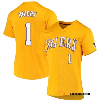 Women's Gavin Guidry LSU Tigers Replica Full-Button Baseball Jersey - Yellow