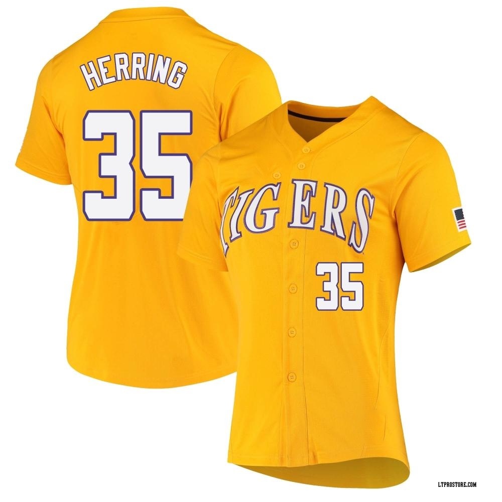 Women's Griffin Herring LSU Tigers Replica Full-Button Baseball Jersey - Yellow