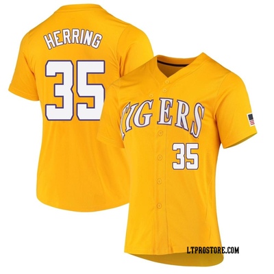 Women's Griffin Herring LSU Tigers Replica Full-Button Baseball Jersey - Yellow