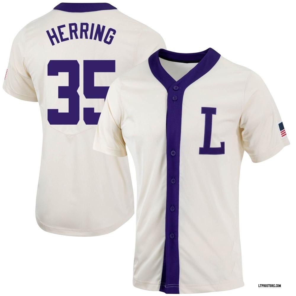 Women's Griffin Herring LSU Tigers Replica Natural Full-Button Baseball Jersey