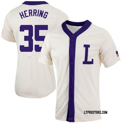 Women's Griffin Herring LSU Tigers Replica Natural Full-Button Baseball Jersey