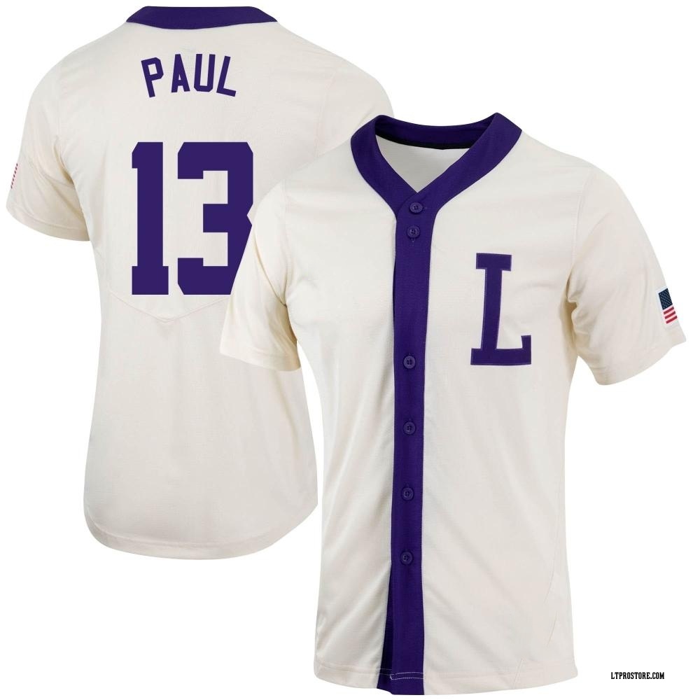 Women's Mic Paul LSU Tigers Replica Natural Full-Button Baseball Jersey