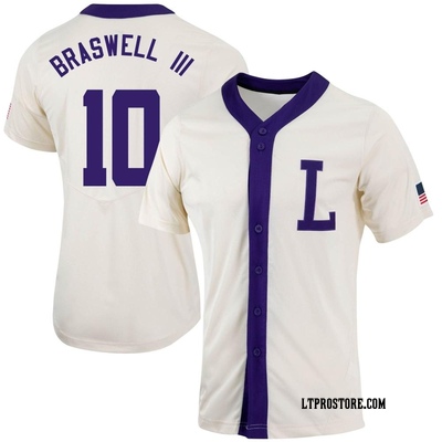 Women's Michael Braswell III LSU Tigers Replica Natural Full-Button Baseball Jersey