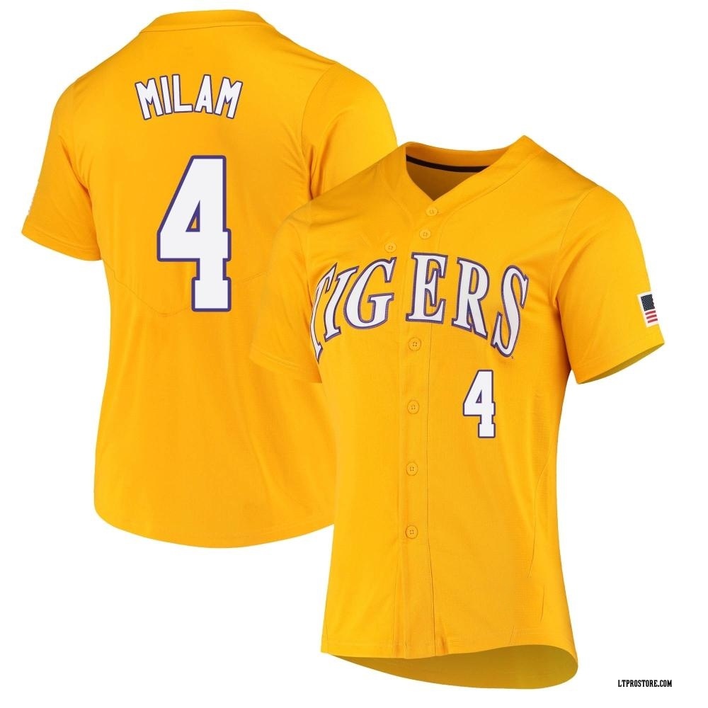 Women's Steven Milam LSU Tigers Replica Full-Button Baseball Jersey - Yellow