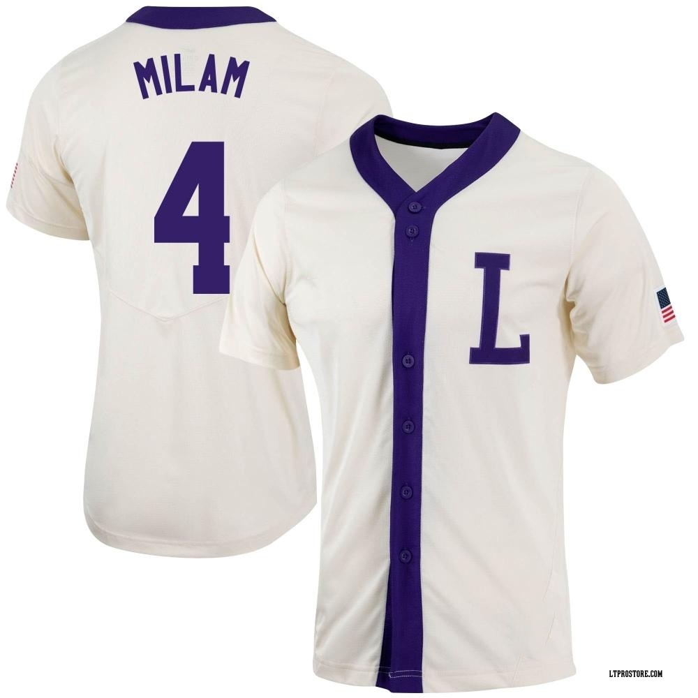 Women's Steven Milam LSU Tigers Replica Natural Full-Button Baseball Jersey