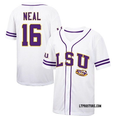 Youth Brady Neal LSU Tigers Replica Colosseum Free Spirited Baseball Jersey - White/Purple