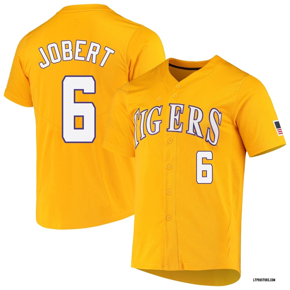 Youth Brayden Jobert LSU Tigers Replica Full-Button Baseball Jersey - Yellow