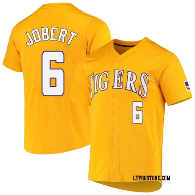 Youth Brayden Jobert LSU Tigers Replica Full-Button Baseball Jersey - Yellow