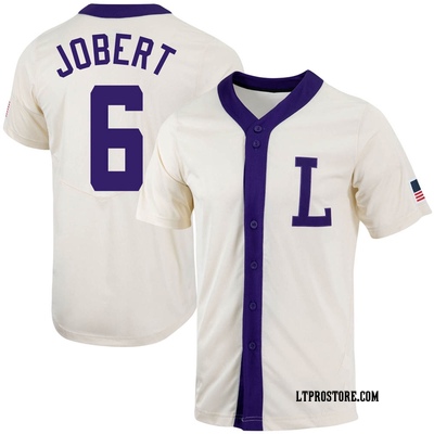 Youth Brayden Jobert LSU Tigers Replica Natural Full-Button Baseball Jersey