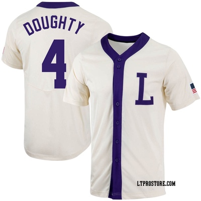 Youth Cade Doughty LSU Tigers Replica Natural Full-Button Baseball Jersey