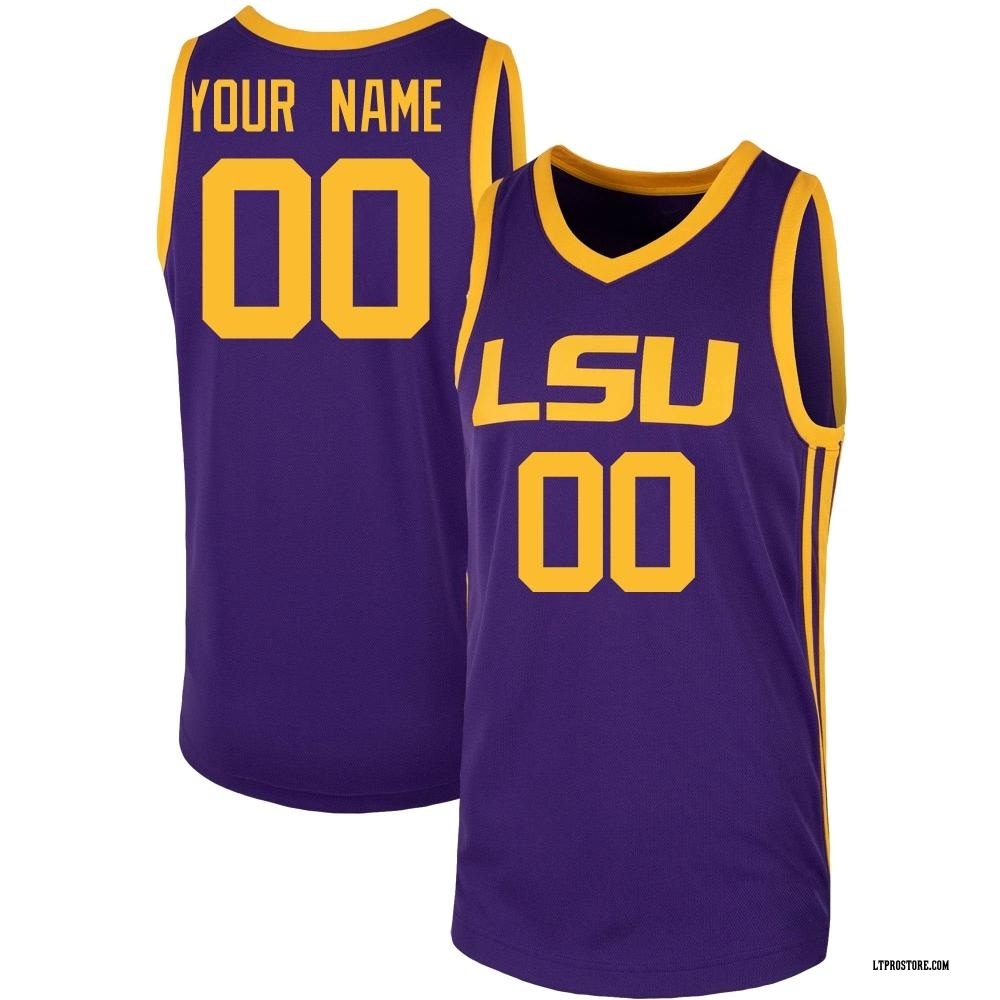 Youth Custom LSU Tigers Replica Basketball Jersey - Purple