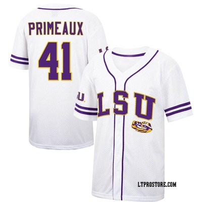 Youth DJ Primeaux LSU Tigers Replica Colosseum Free Spirited Baseball Jersey - White/Purple