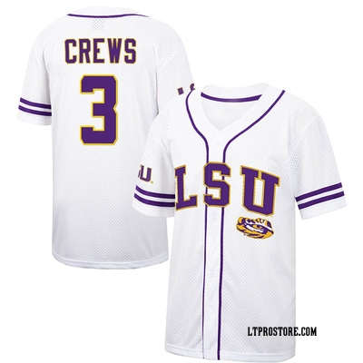 Youth Dylan Crews LSU Tigers Replica Colosseum Free Spirited Baseball Jersey - White/Purple