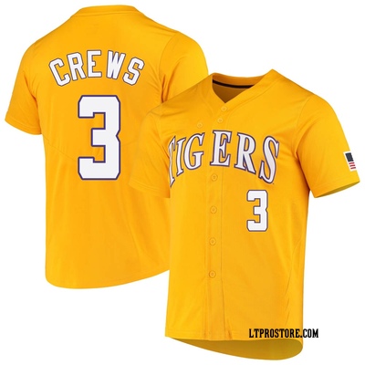 Youth Dylan Crews LSU Tigers Replica Full-Button Baseball Jersey - Yellow