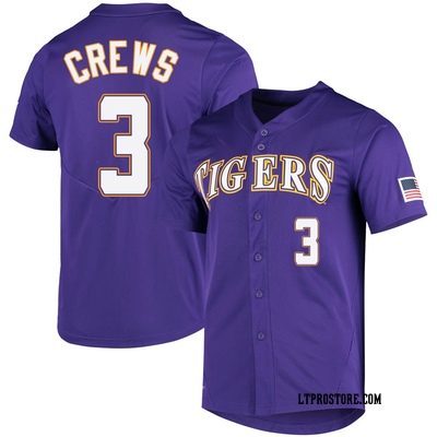 Youth Dylan Crews LSU Tigers Replica Vapor Untouchable Full-Button Baseball Jersey - Purple
