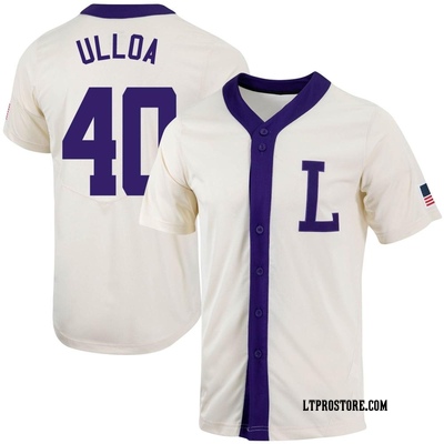 Youth Fidel Ulloa LSU Tigers Replica Natural Full-Button Baseball Jersey