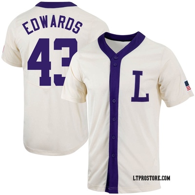Youth Garrett Edwards LSU Tigers Replica Natural Full-Button Baseball Jersey